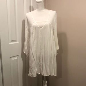 Cute Options V-Cutout Linen Tunic Top Size L